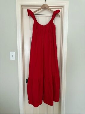 Universal threads Red Sleeveless Maxi Dress with Ruffle Shoulder Straps